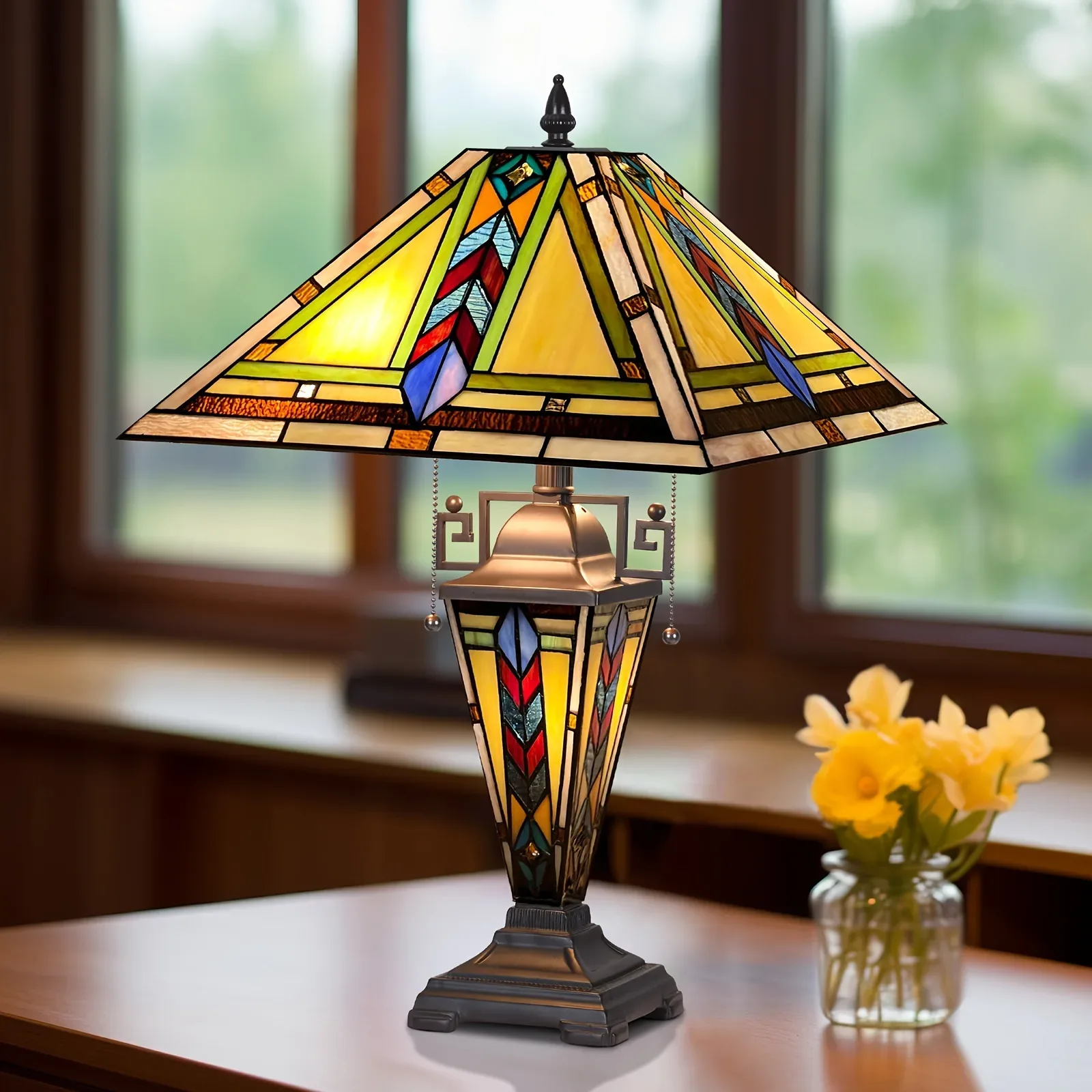 Tiffany style stained glass table lamp