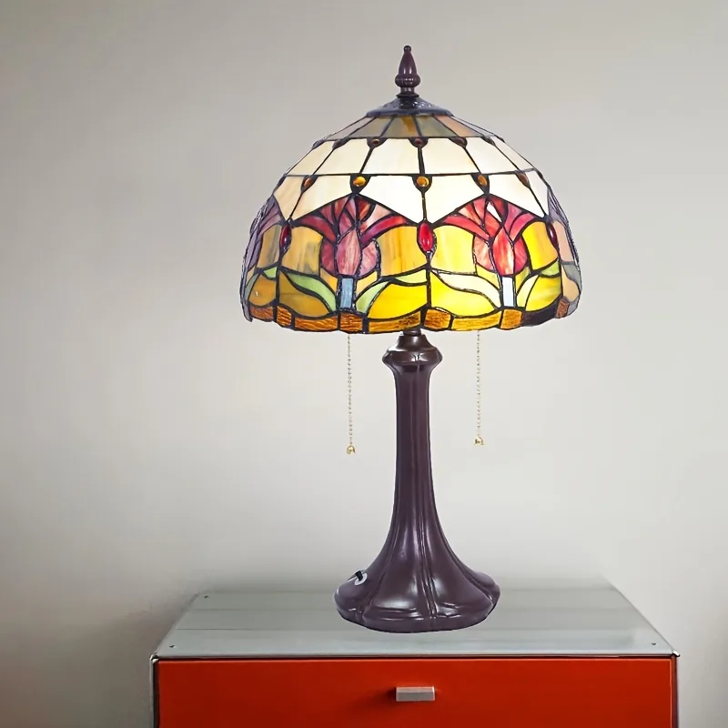 Tiffany style stained glass table lamp image 2